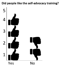 Graph: Did People Like the Advocacy Training? Of six respondents, 4 said Yes, 2 said No