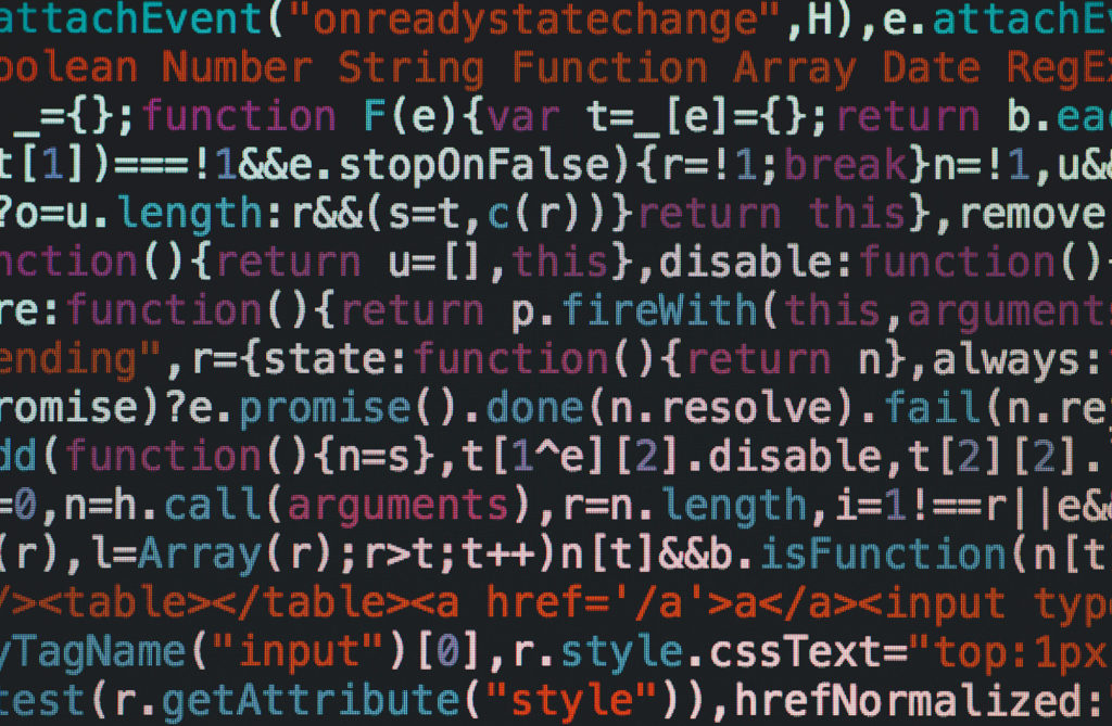 Screen full of minified code