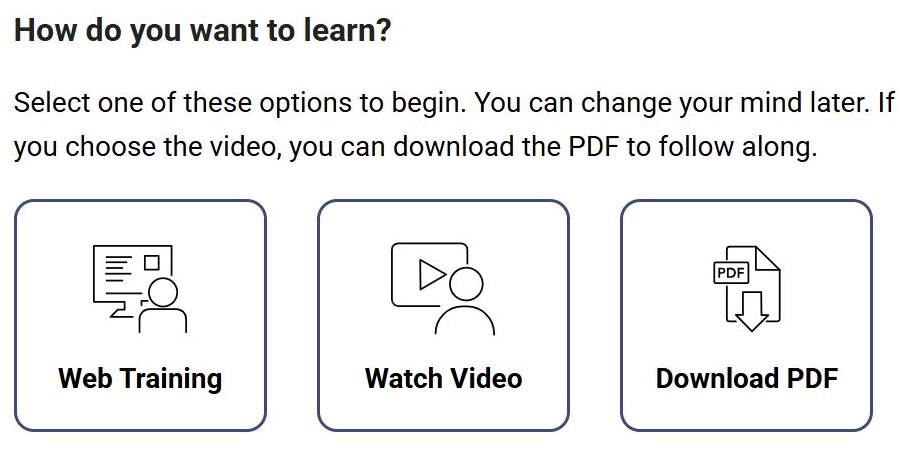 CPAR training choices: Web Training, Watch Video, and Download PDF.